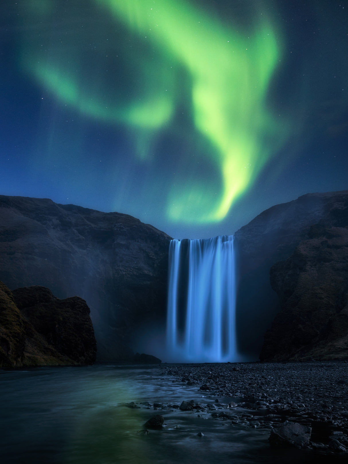 Skogafoss Aurora Poster och Canvastavla