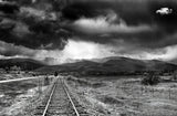 Tracks &amp; Thunderstorm - Ronan, MT Poster och Canvastavla