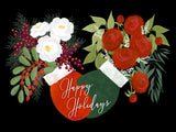 Floral mittens Happy holidays in black Poster och Canvastavla