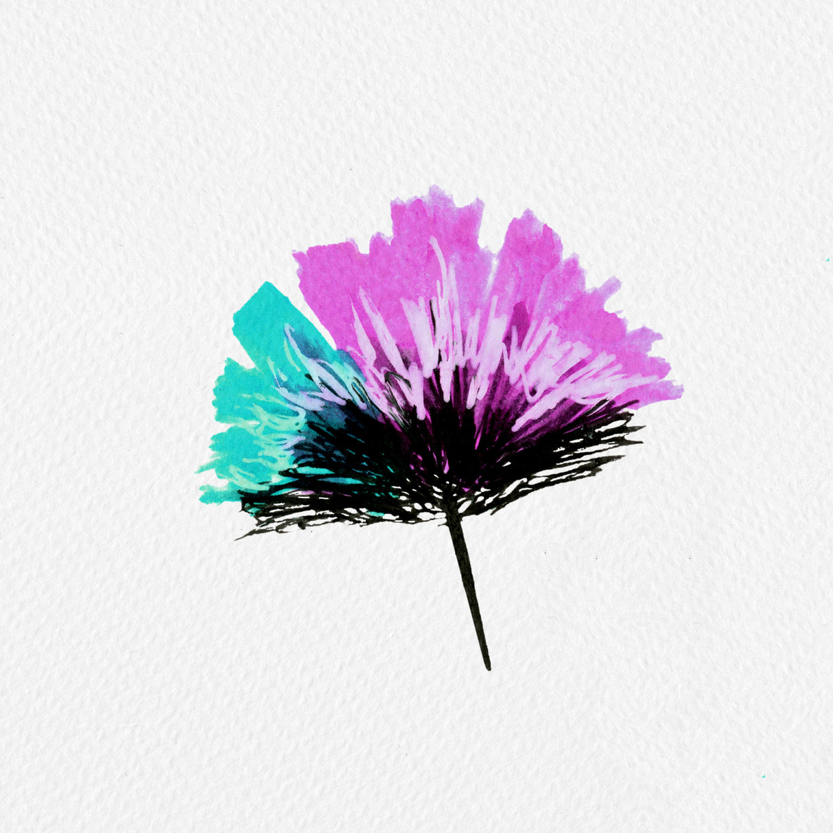 Single Feathery Flower Mint Lavender Poster och Canvastavla