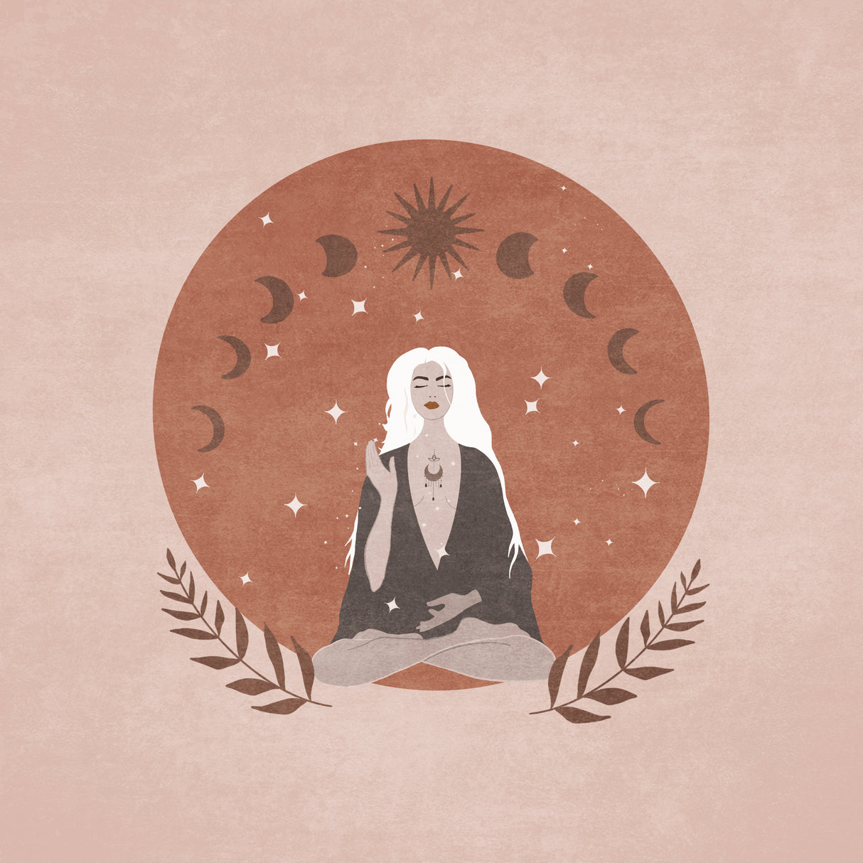 Meditasyon Beyaz Sacli Kadin Poster och Canvastavla