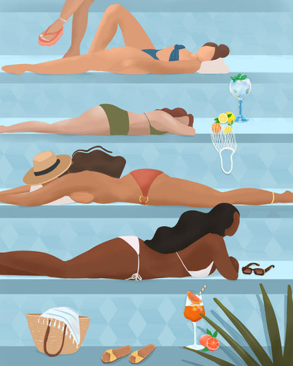 Ladies by the pool Poster PL Kitchen poster eller kökstavla