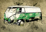 Volkswagen vw combi green Poster och Canvastavla