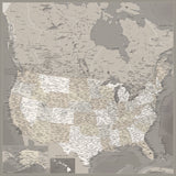 Highly detailed map of the United States, Davey Poster och Canvastavla