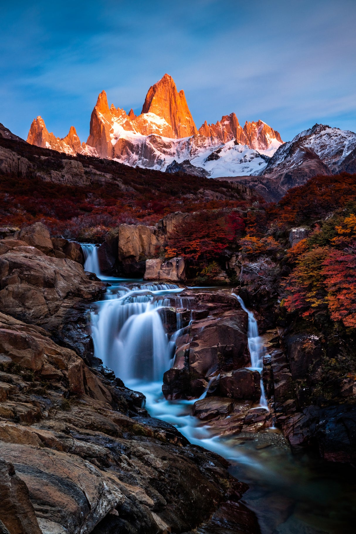 Waterfalls in Sunrise Poster och Canvastavla