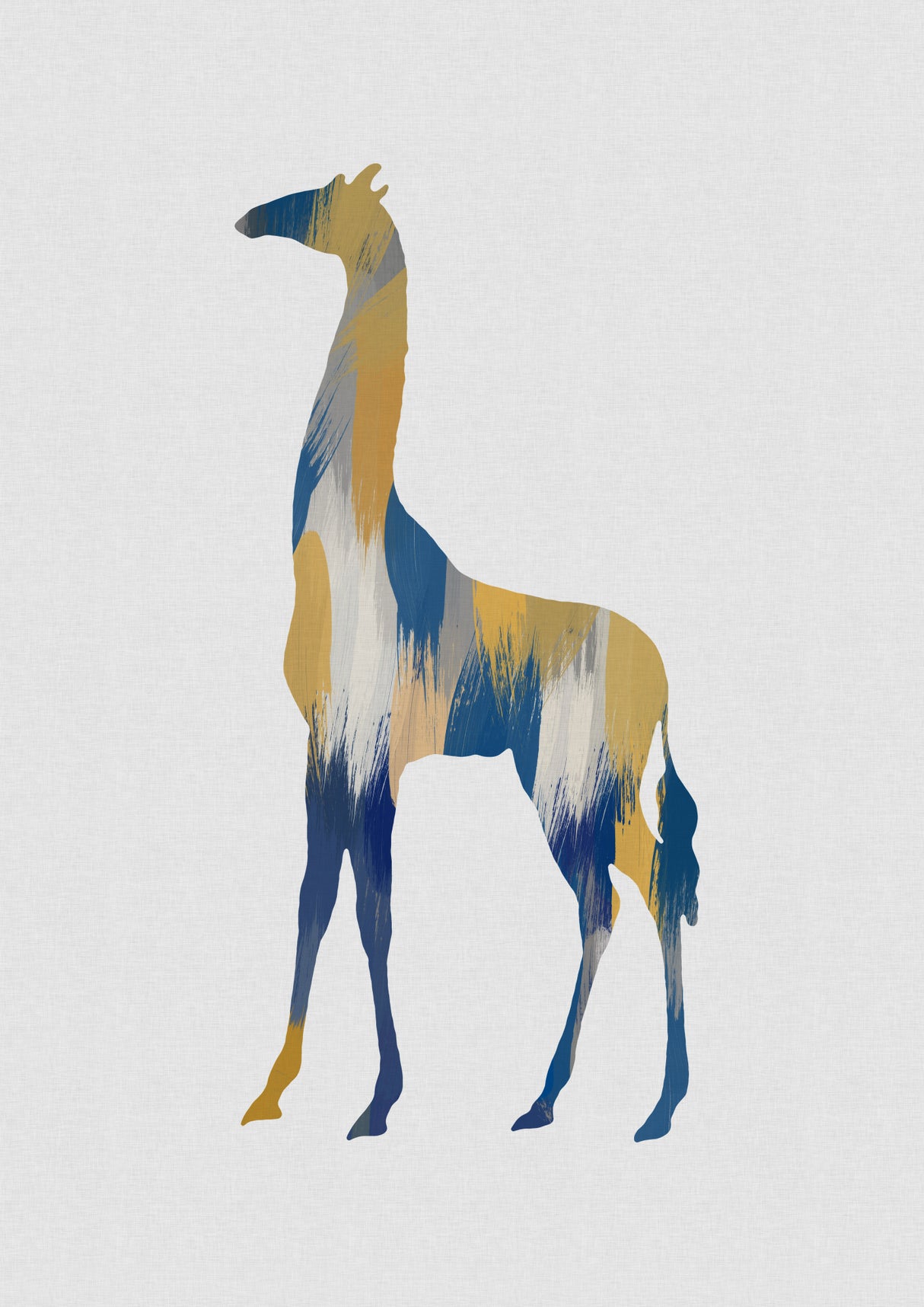 Blue & Yellow Giraffe Poster och Canvastavla