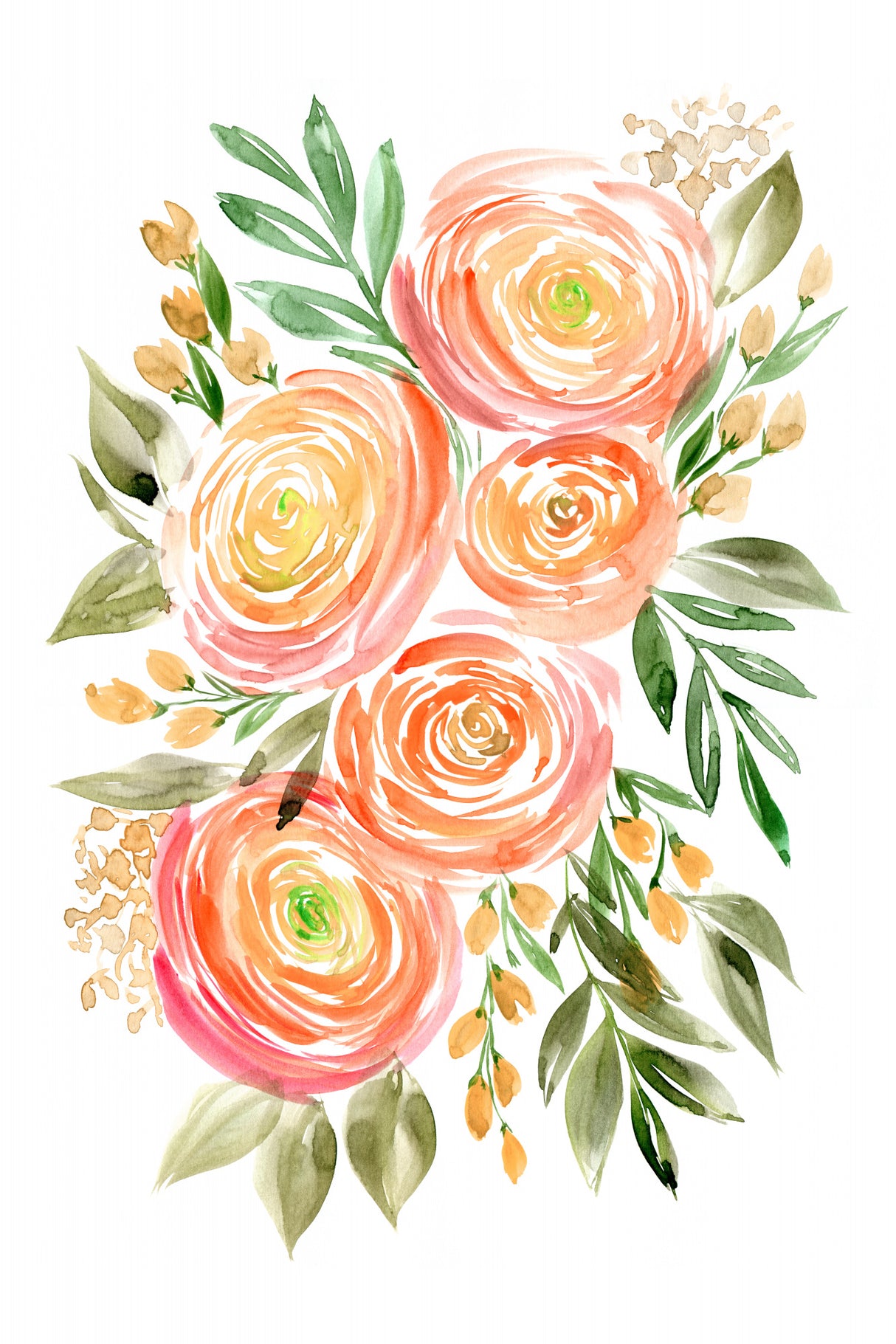 Begonia ranunculus bouquet in coral Poster och Canvastavla