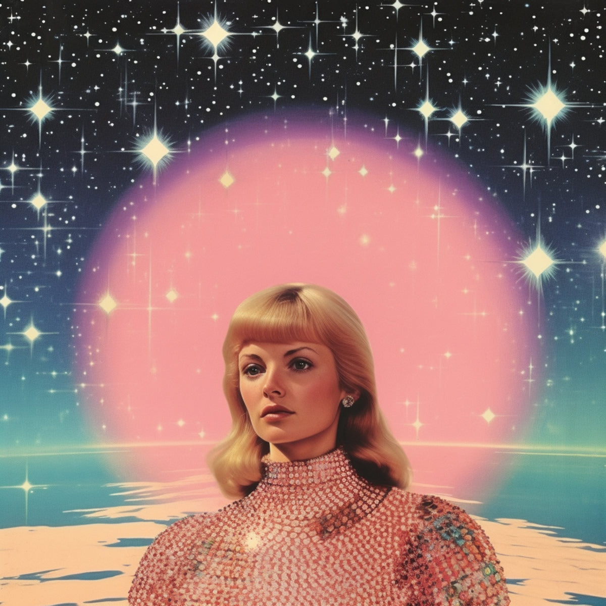 Babe in Space Collage Art Poster och Canvastavla