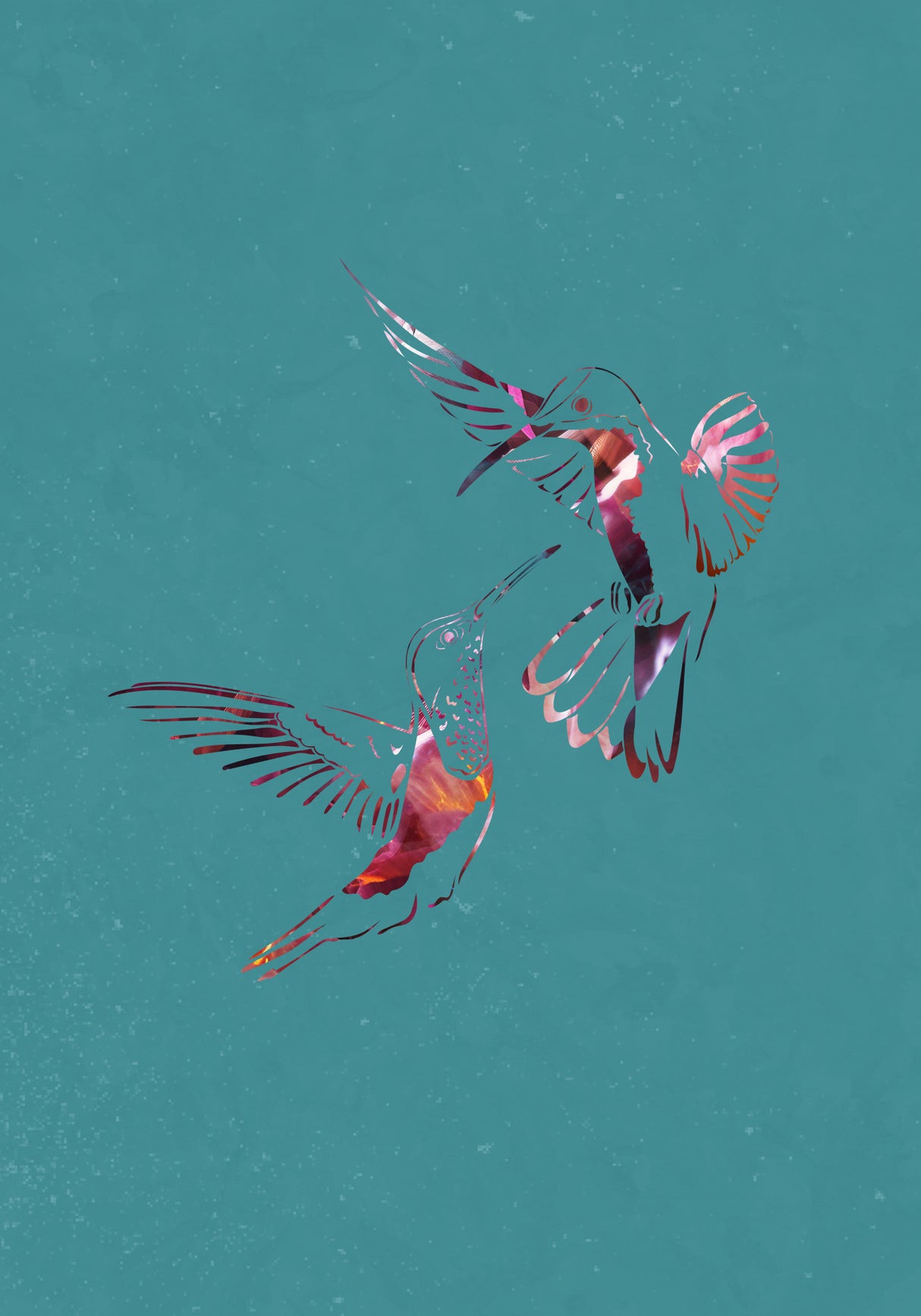 Pink Green Bird Flight Poster och Canvastavla