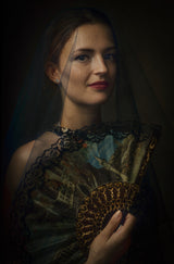 Portrait of a Young Woman with a Fan Poster och Canvastavla