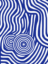 Blue and White Striped Seated Nude Poster och Canvastavla