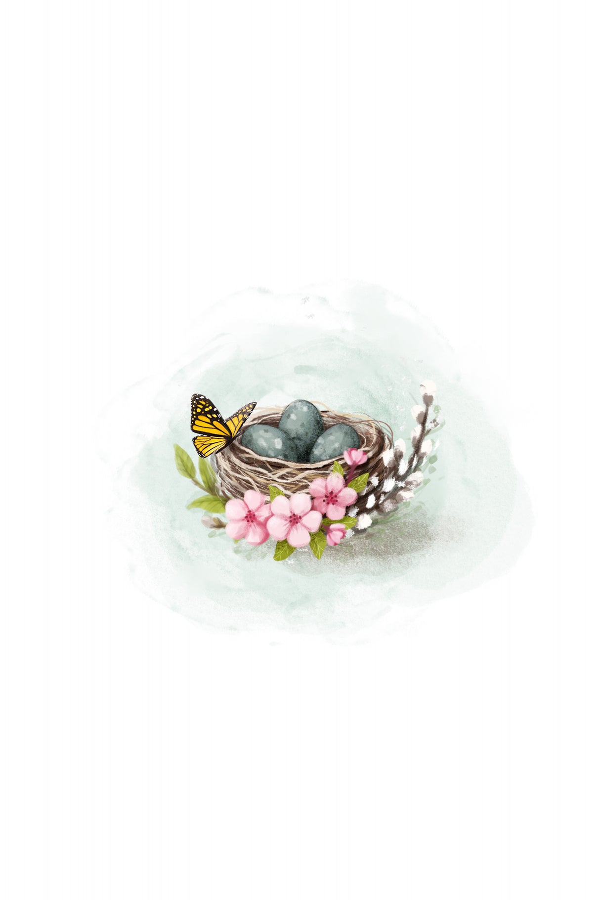 Bird nest and blossom Poster och Canvastavla