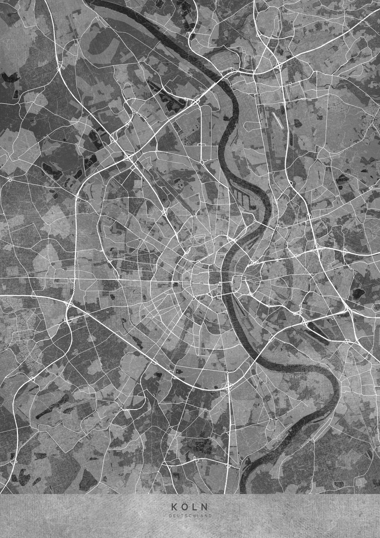 Gray vintage map of Köln Germany Poster och Canvastavla