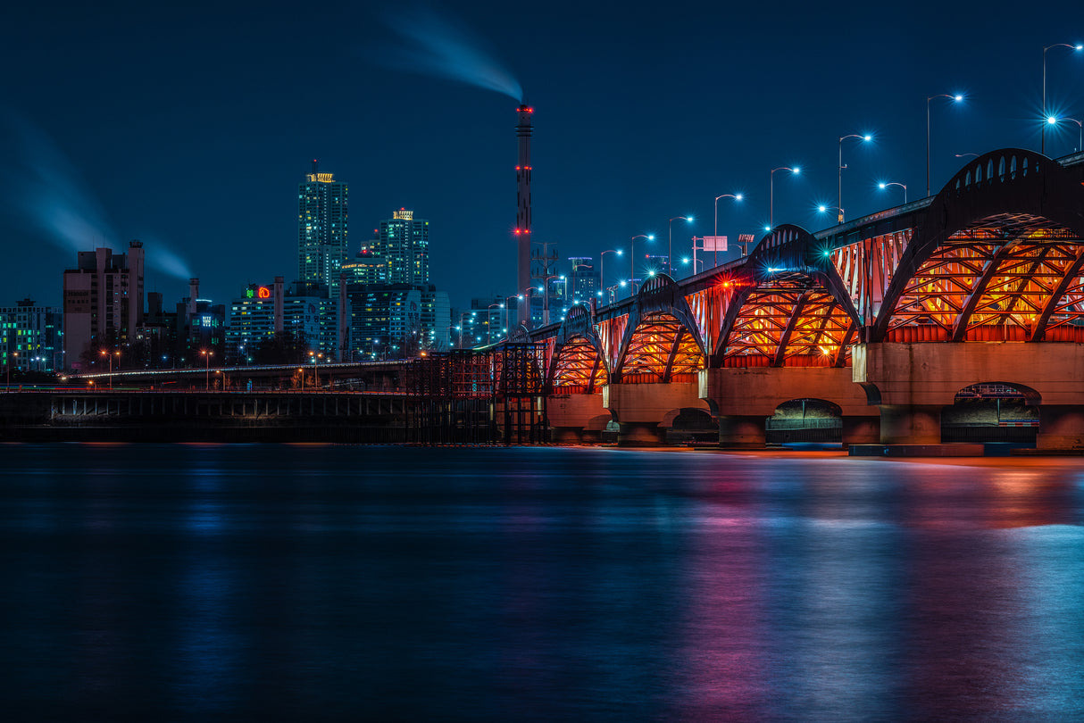 Night view of Seoul Han River Poster och Canvastavla