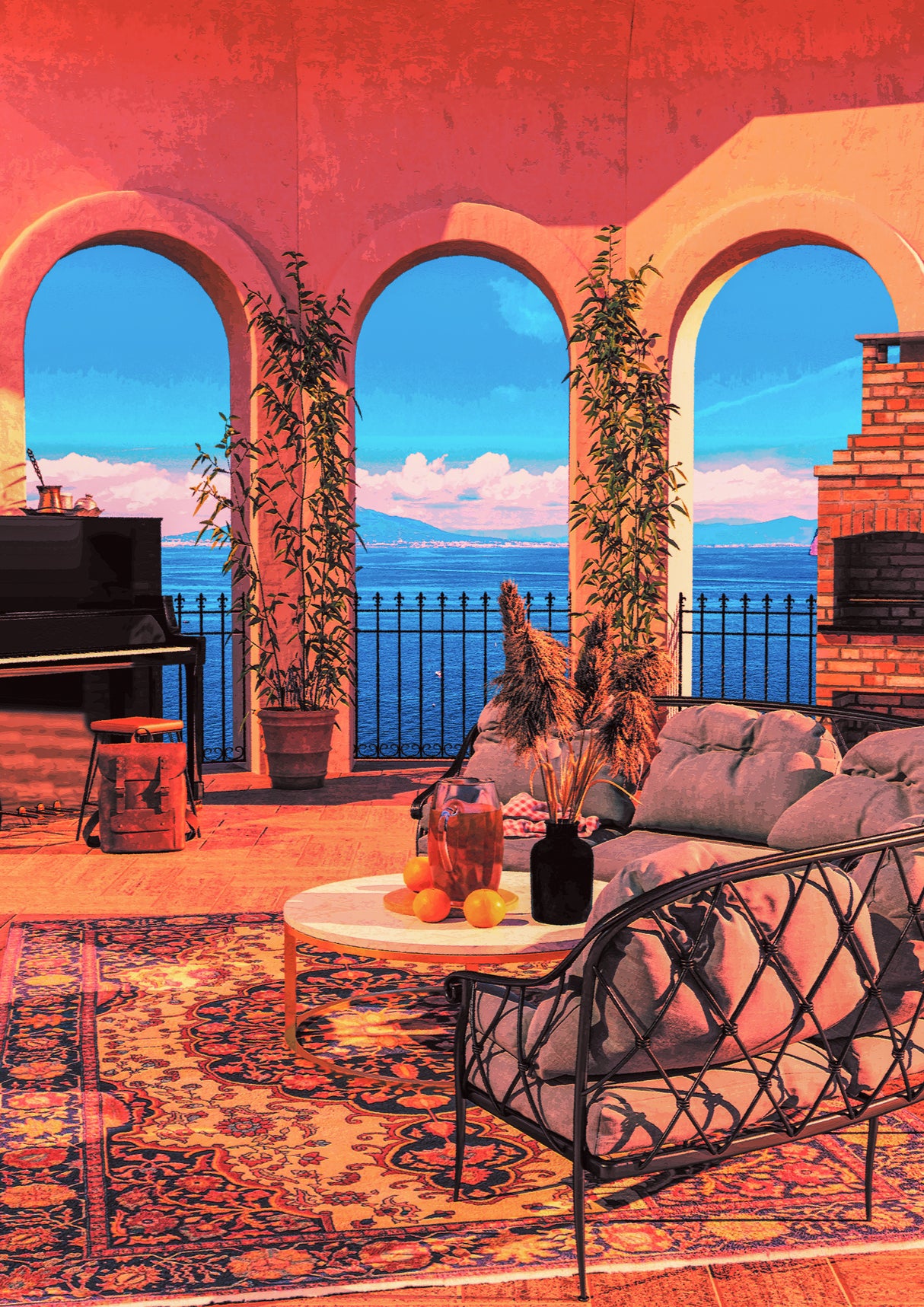 Piano Terrace Poster och Canvastavla