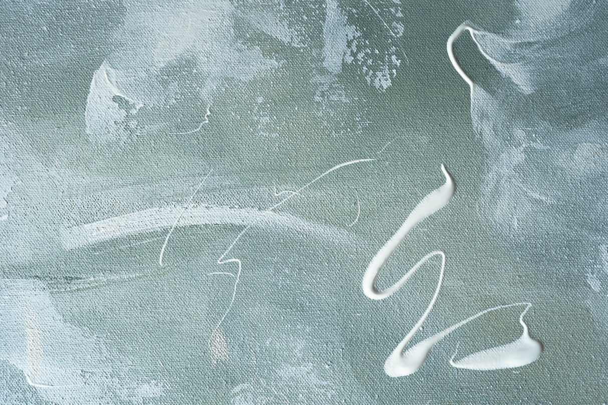 Green and White Acrylic No 1 Poster och Canvastavla