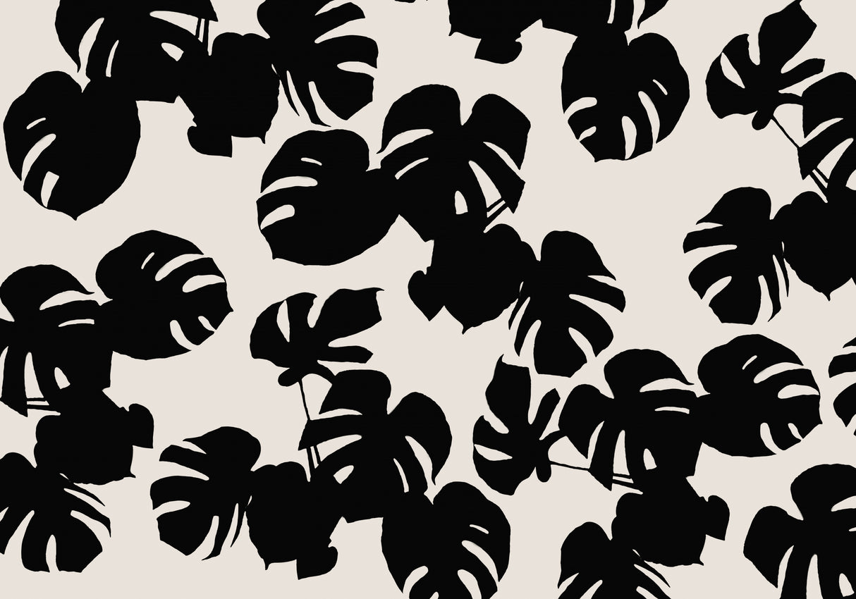 Monstera Leaves Black Poster och Canvastavla