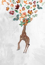 Giraffe Autumn Leaves Head Poster och Canvastavla