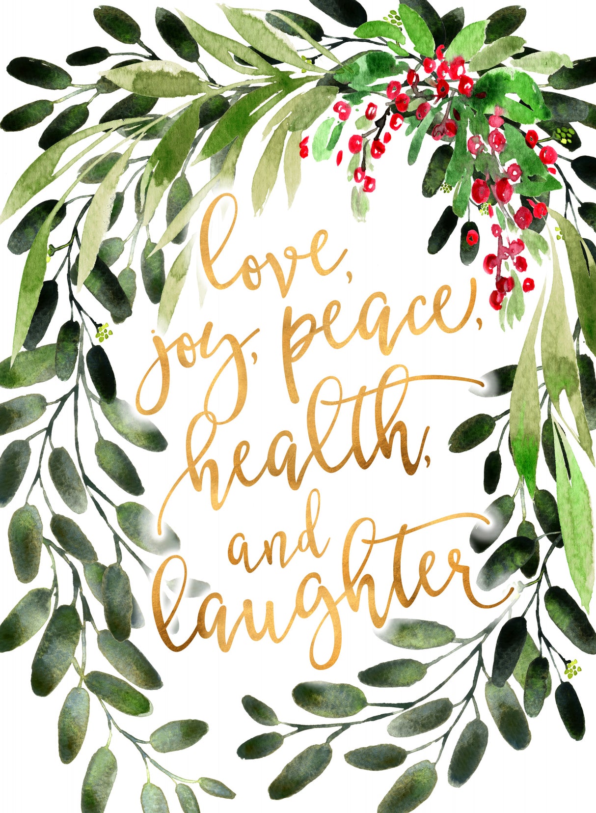 Holiday wishes with watercolor bouquet Poster och Canvastavla