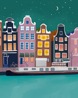 Amsterdam by night Poster och Canvastavla