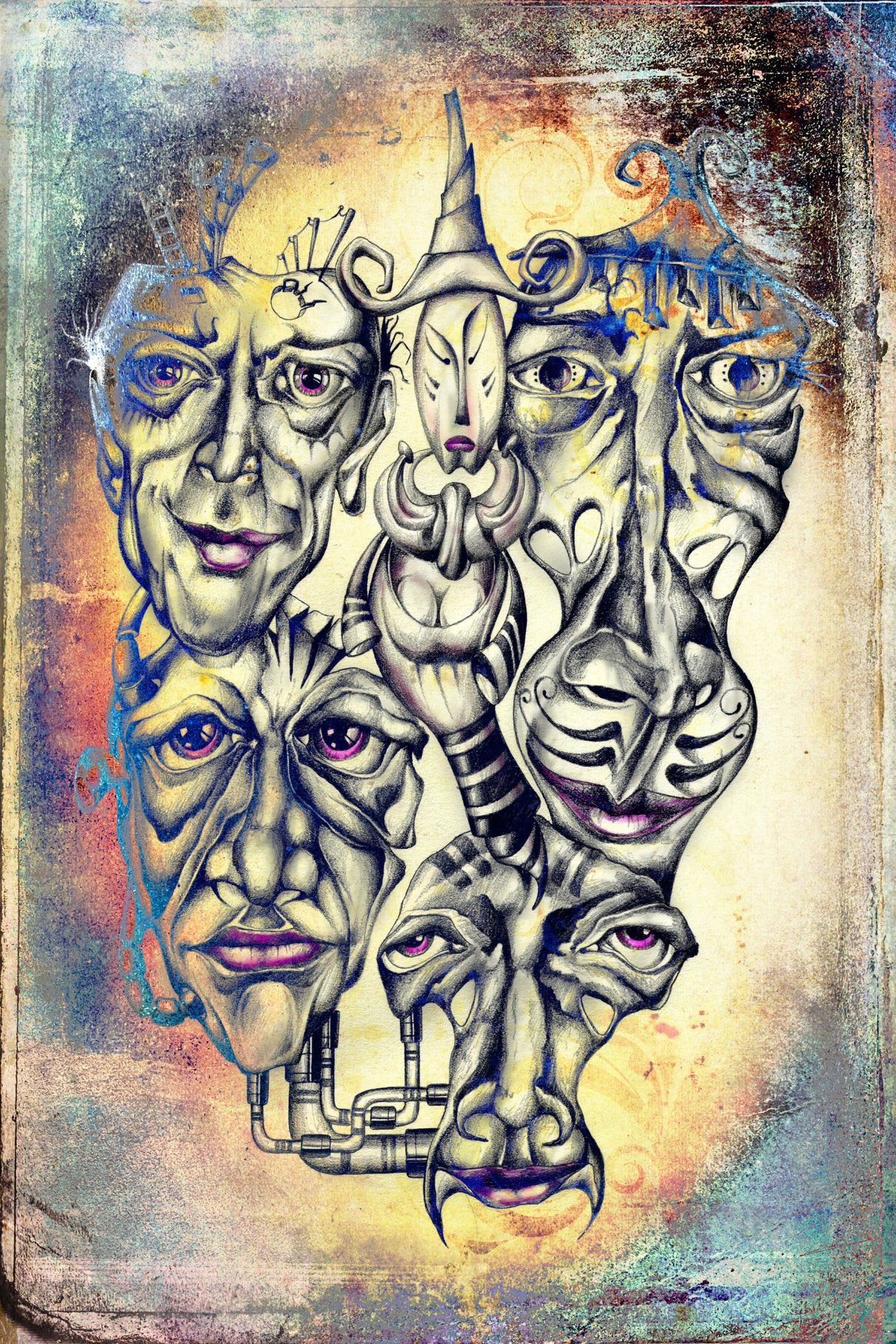 Shaman and faces of souls Poster och Canvastavla