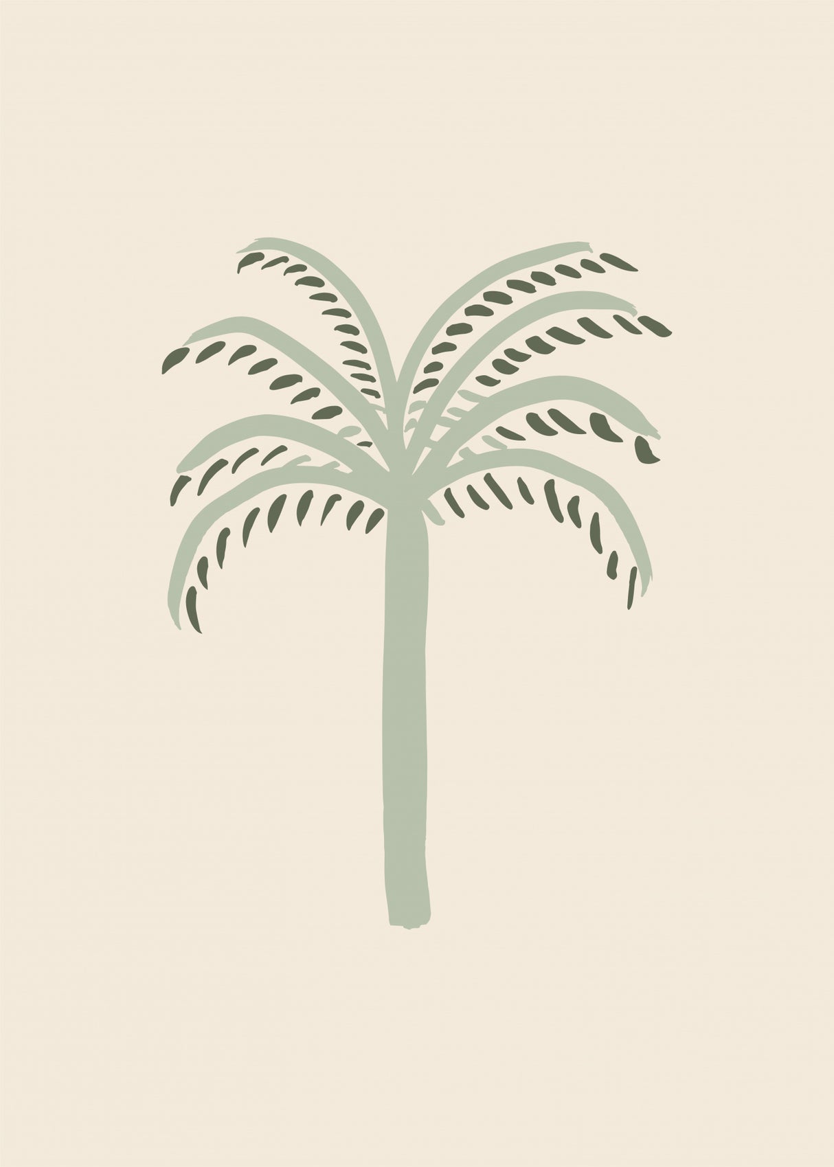 Palm Beige and Green Poster och Canvastavla