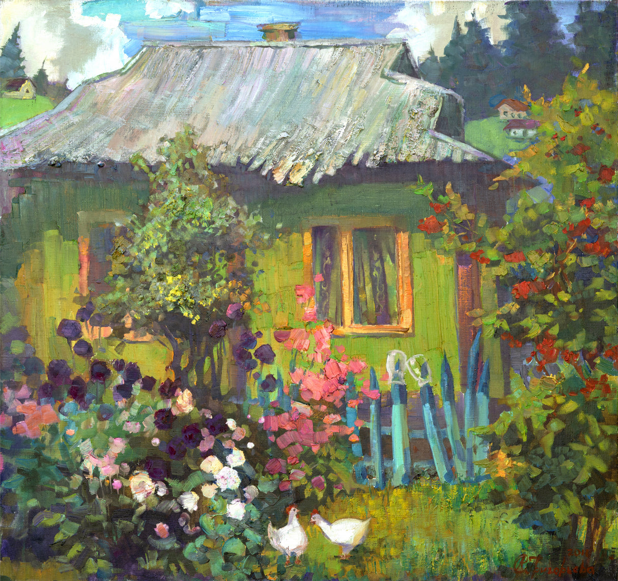 Ukranian Green Hut Poster och Canvastavla