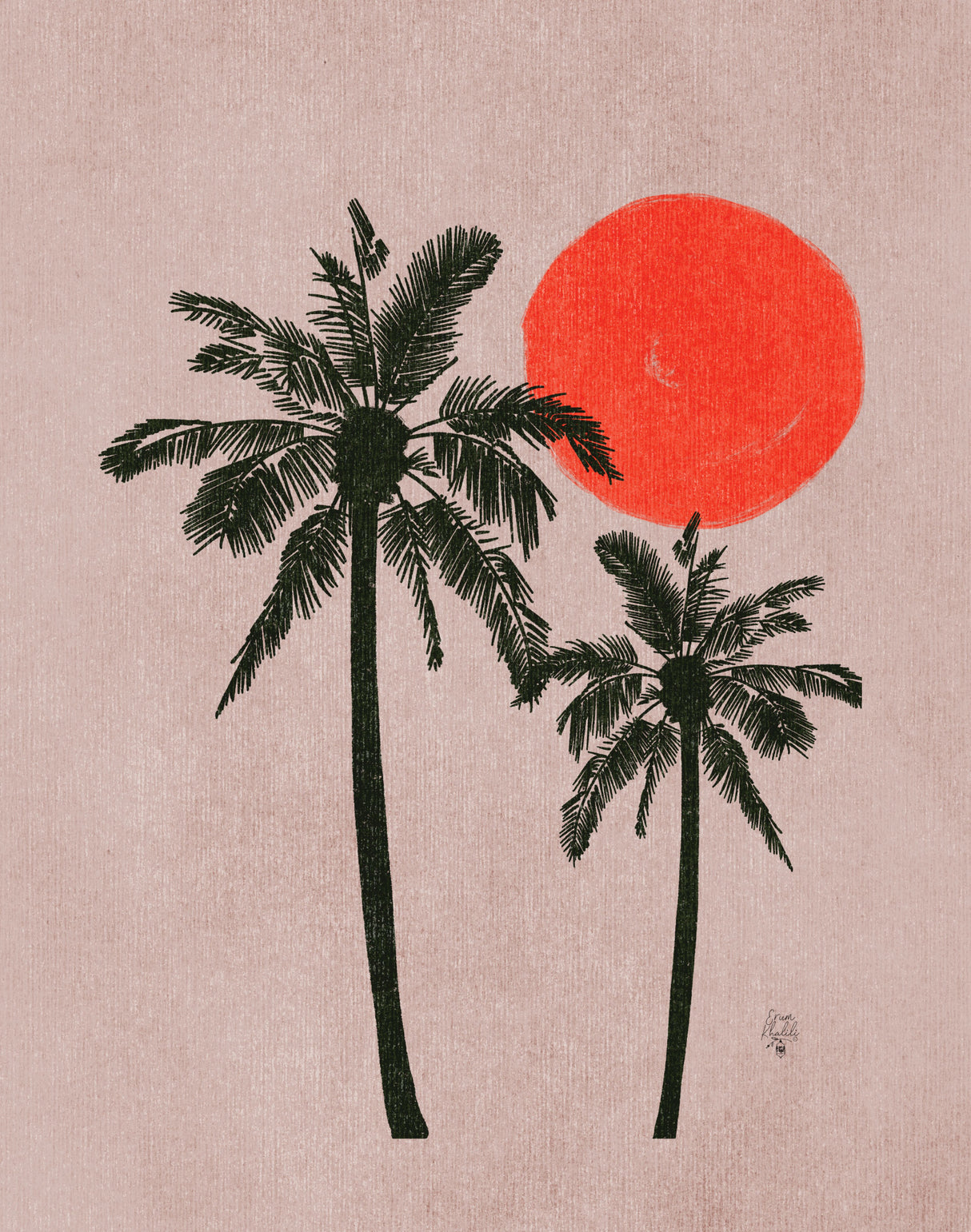 Palm Trees Pink Moon   Erum Khalili.png Poster och Canvastavla
