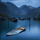 Twilight on the lake at the glacier Folgefonna Poster och Canvastavla