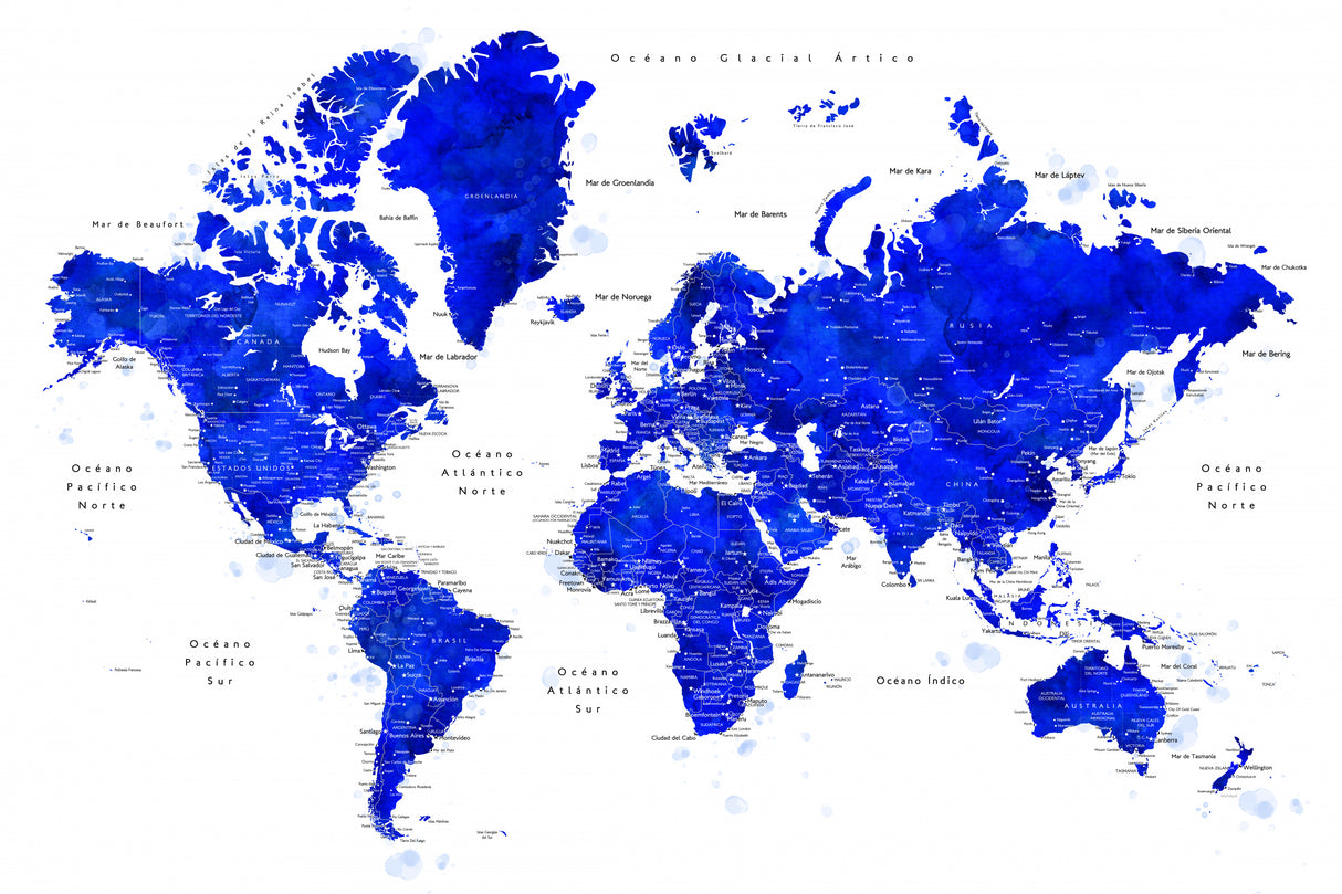 Nadiin world map in Spanish Poster och Canvastavla