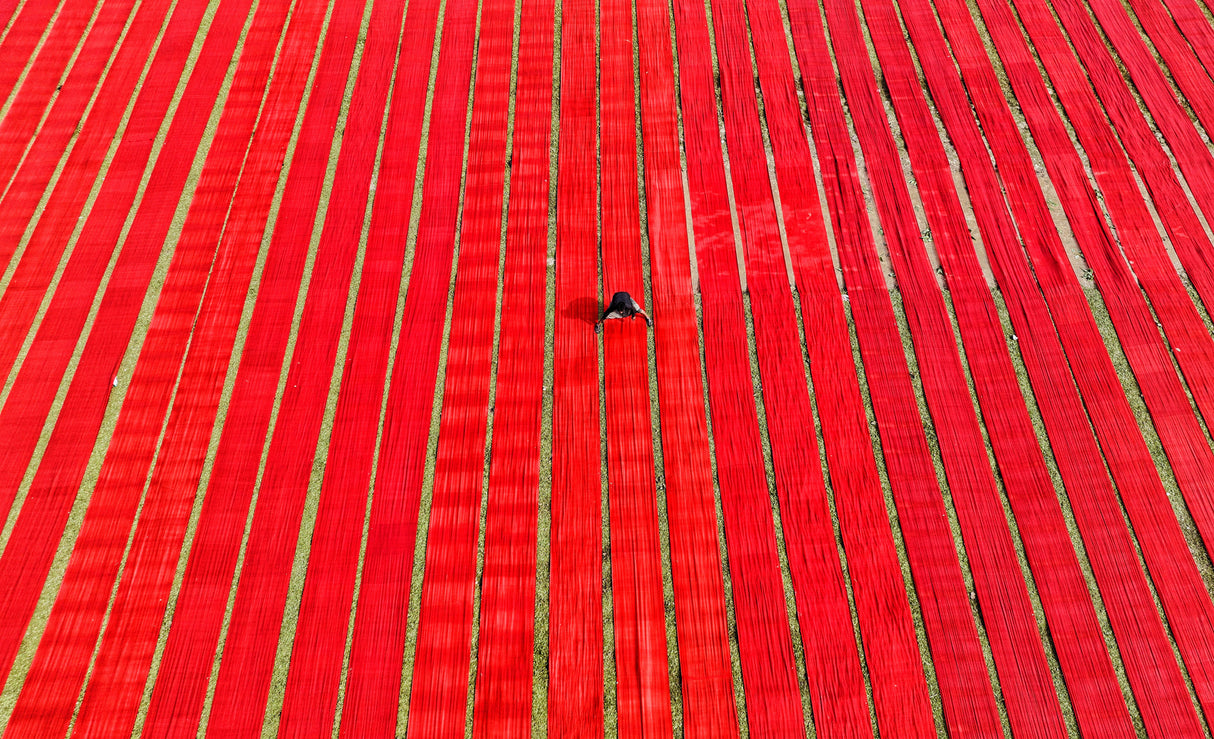 Drying red fabric Poster och Canvastavla