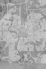 Map of Wichita (Kansas, USA) in gray vintage style Poster och Canvastavla