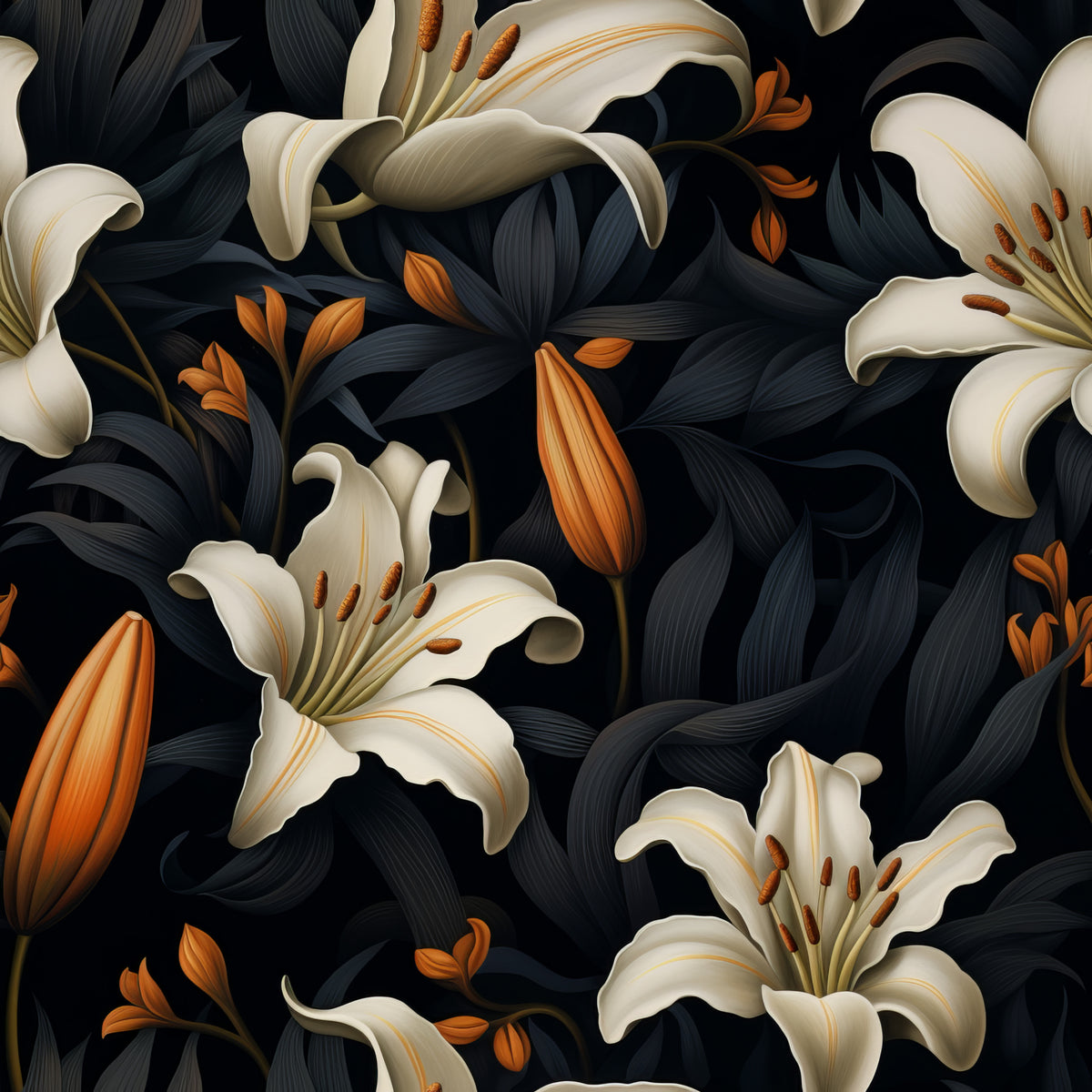 Dark Floral 7 Poster och Canvastavla