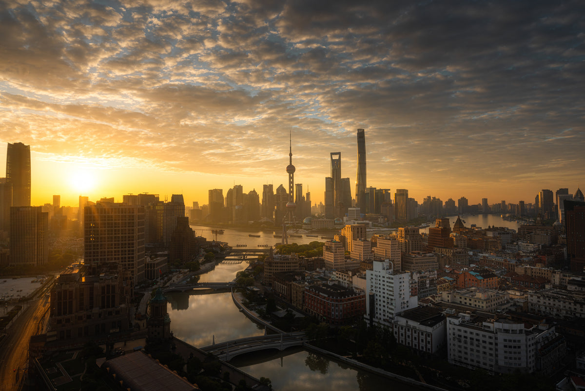 Sunrise in Shanghai Poster och Canvastavla
