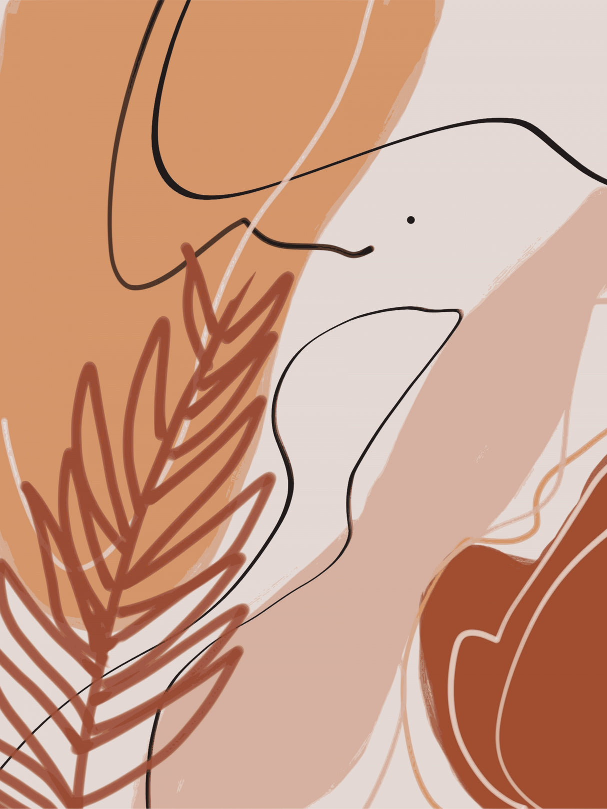 Abstract Earth Tone Foliage Poster och Canvastavla