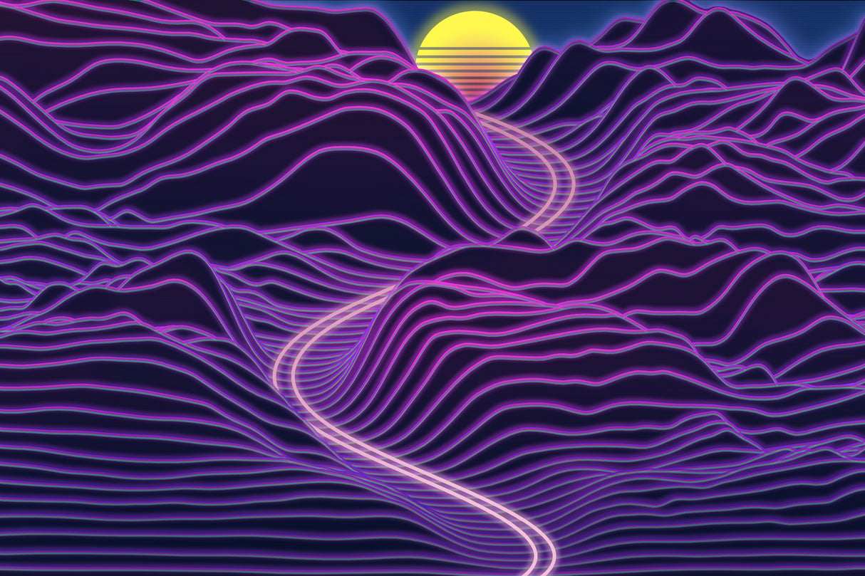 220124 Neon Sunrise Poster och Canvastavla