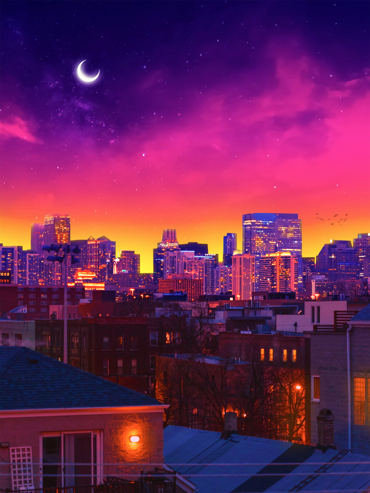 Dusk In Chicago Poster och Canvastavla