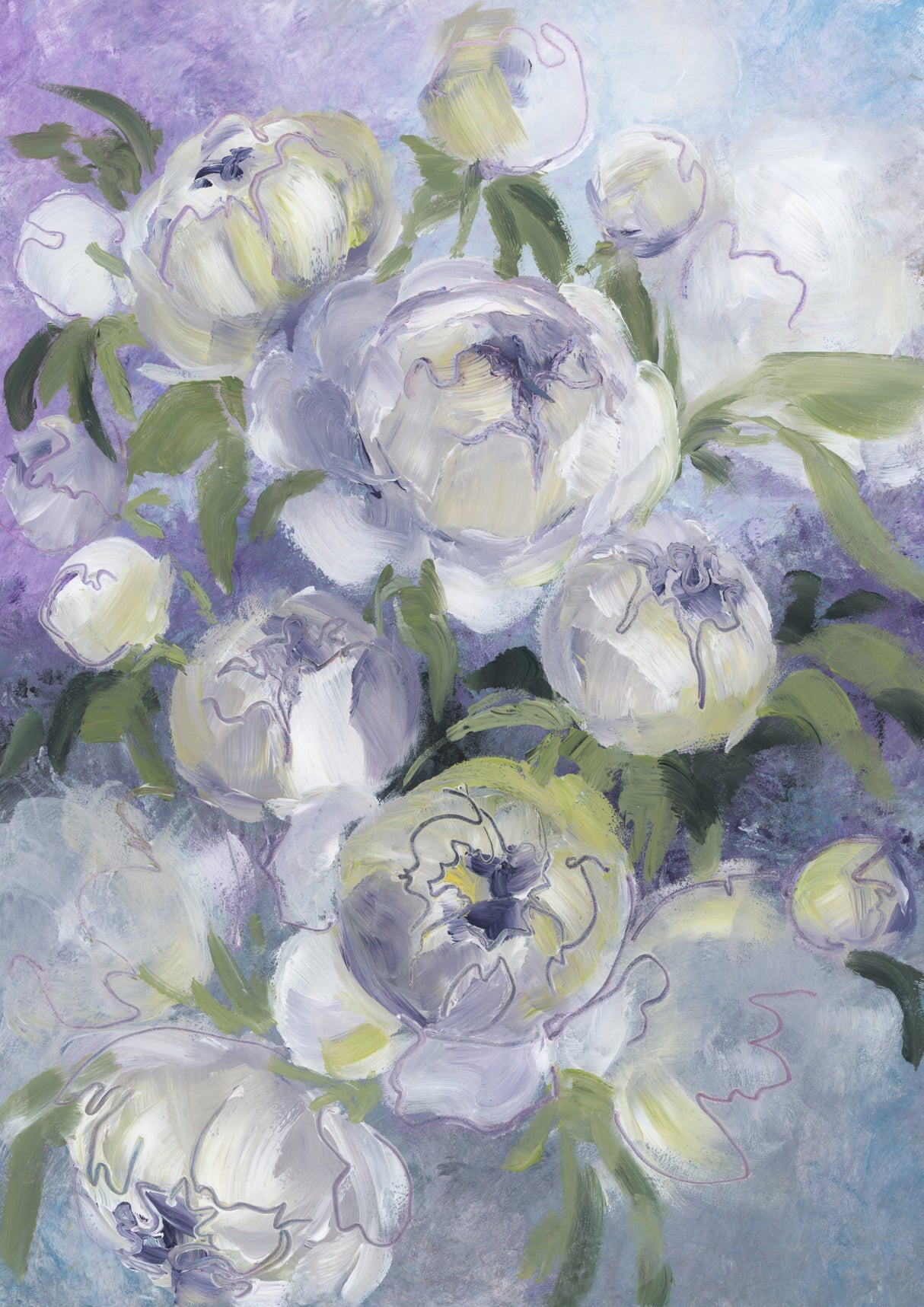 Sady painterly florals in violet Poster och Canvastavla