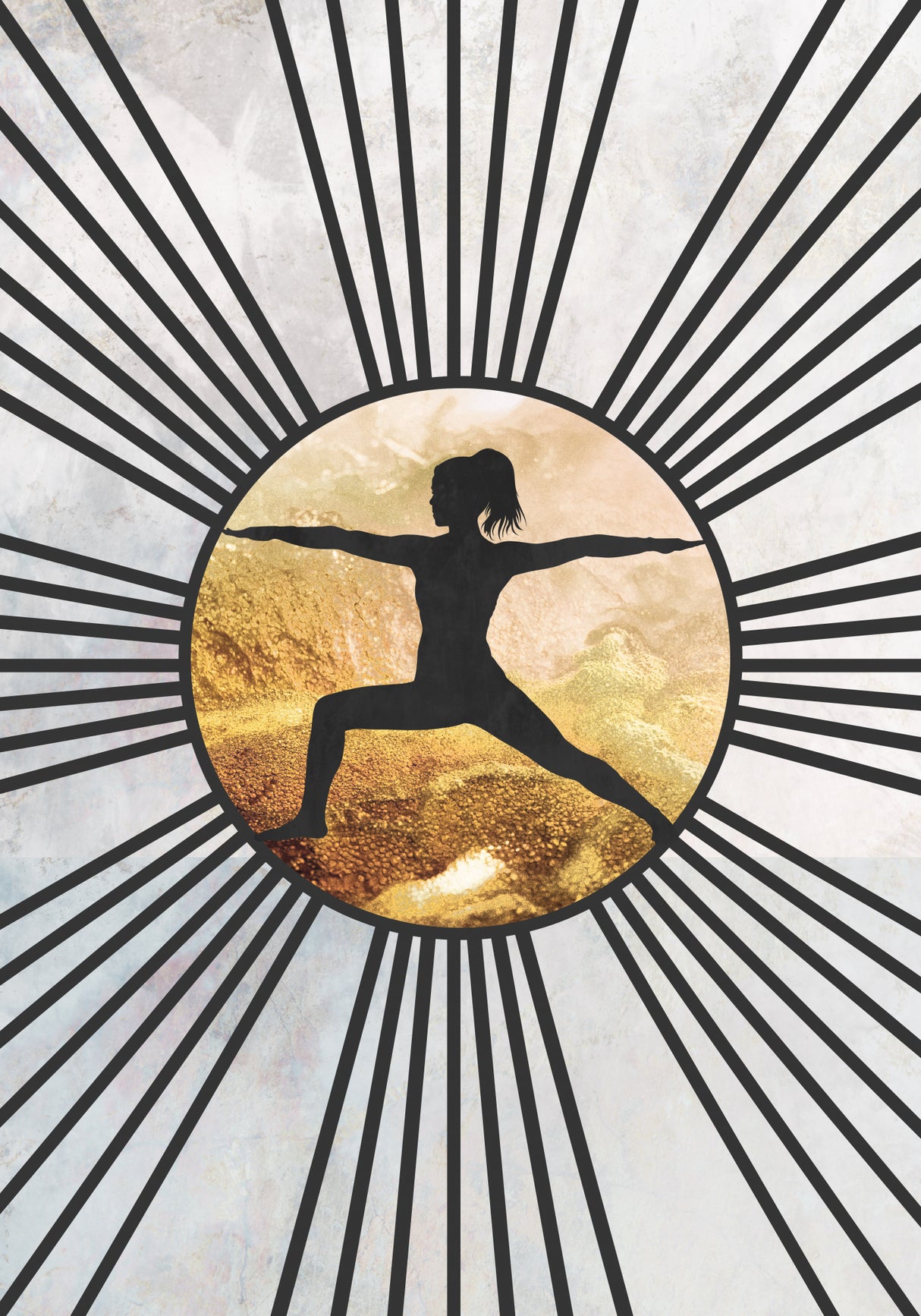 Black Gold Sun Yoga 3 Poster och Canvastavla