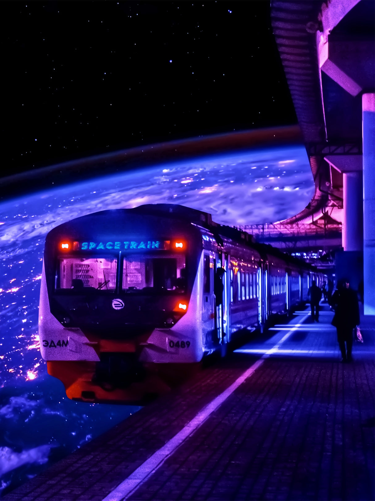 Space Train 2 Poster och Canvastavla