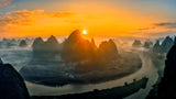 Sunrise over Li River Poster och Canvastavla