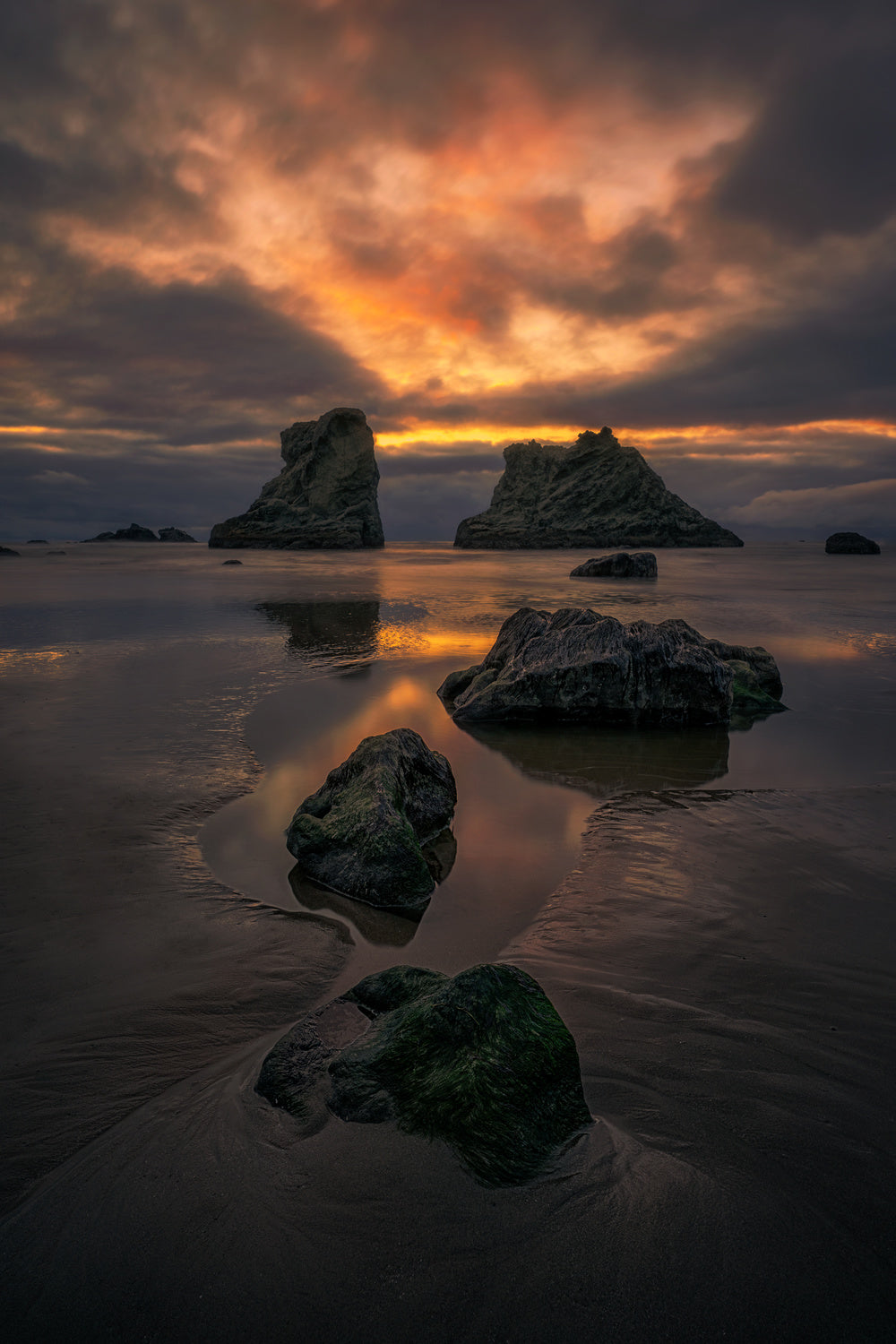 Sunset at Bandon Beach Poster och Canvastavla