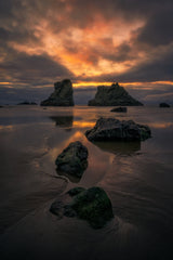 Sunset at Bandon Beach Poster och Canvastavla