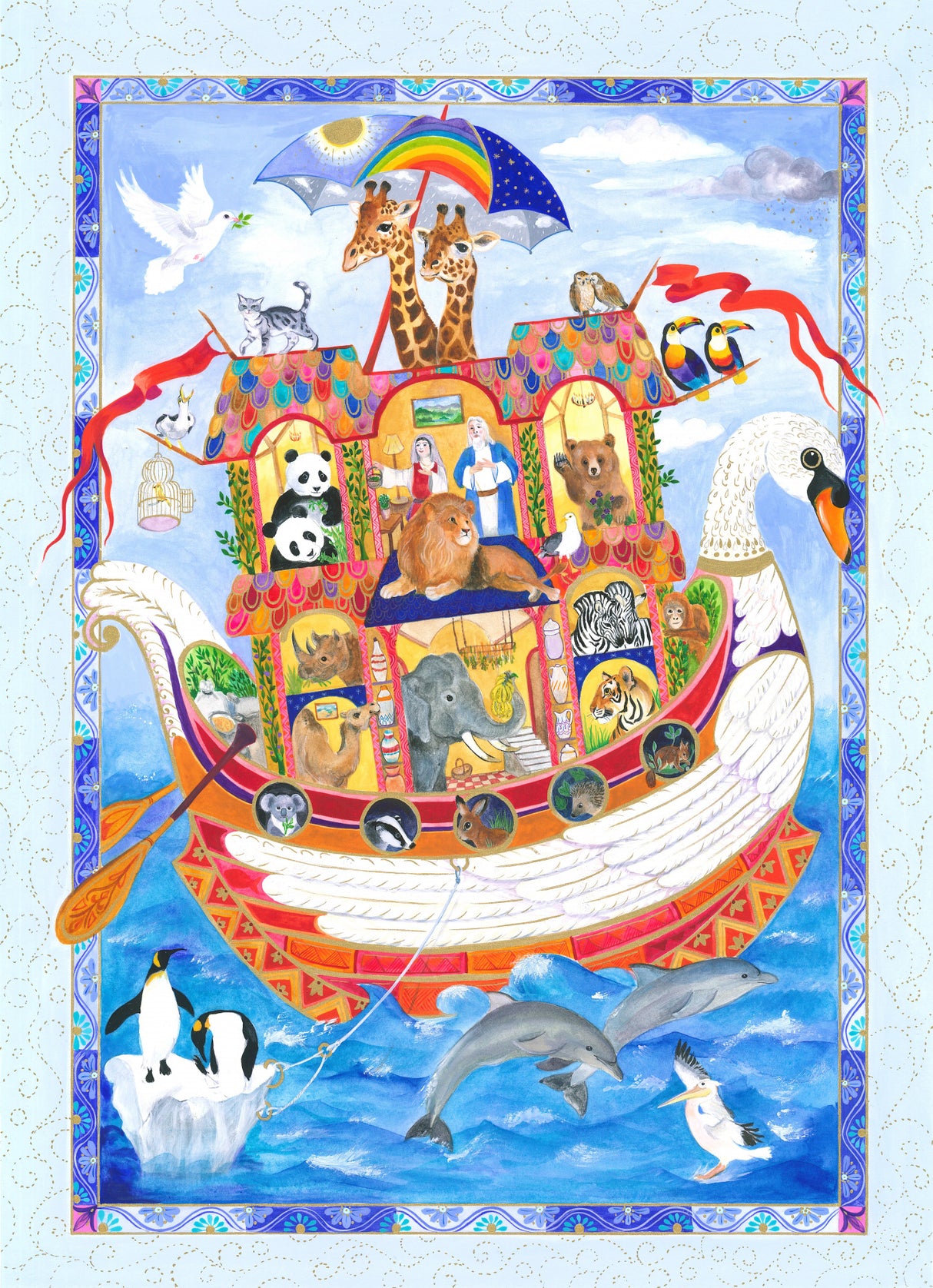 Noah's Swan Headed Ark Poster och Canvastavla
