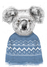 Winter koala (blue) Poster och Canvastavla