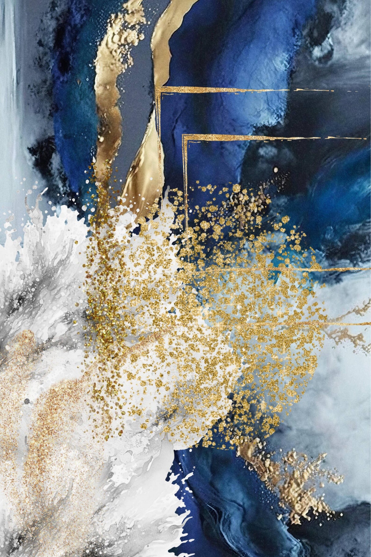 Navy Marble Poster och Canvastavla