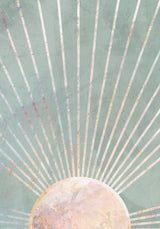 Sage Green Boho Sun Poster och Canvastavla