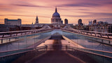 Millennium bridge leading towards St. Paul's church Poster och Canvastavla