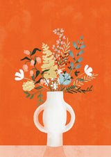 Flowers in Vase, Red Poster och Canvastavla