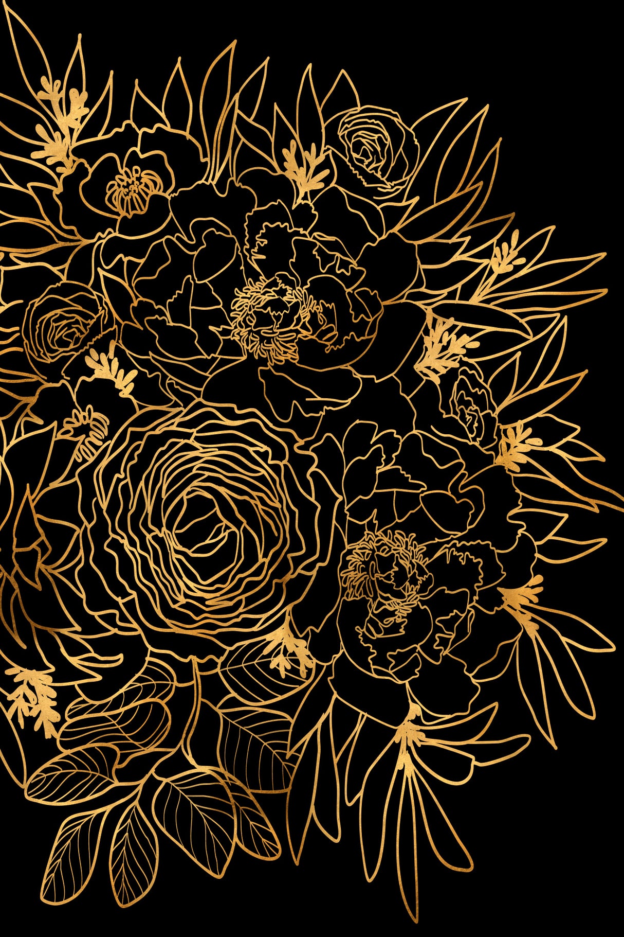 Nanette bouquet in gold and black Poster och Canvastavla